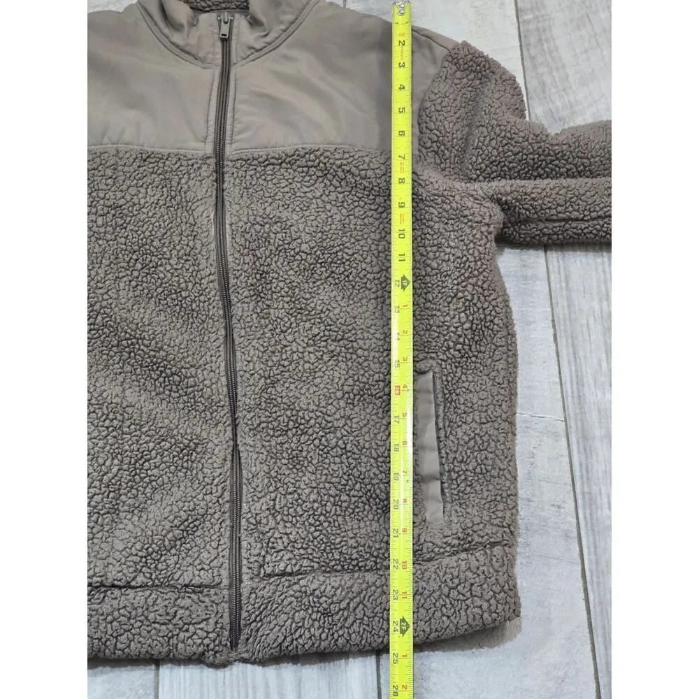 Old Navy Pieced-Yoke Teddy Fleece Jacket Brown Cozy Winter Casual Men's Size M